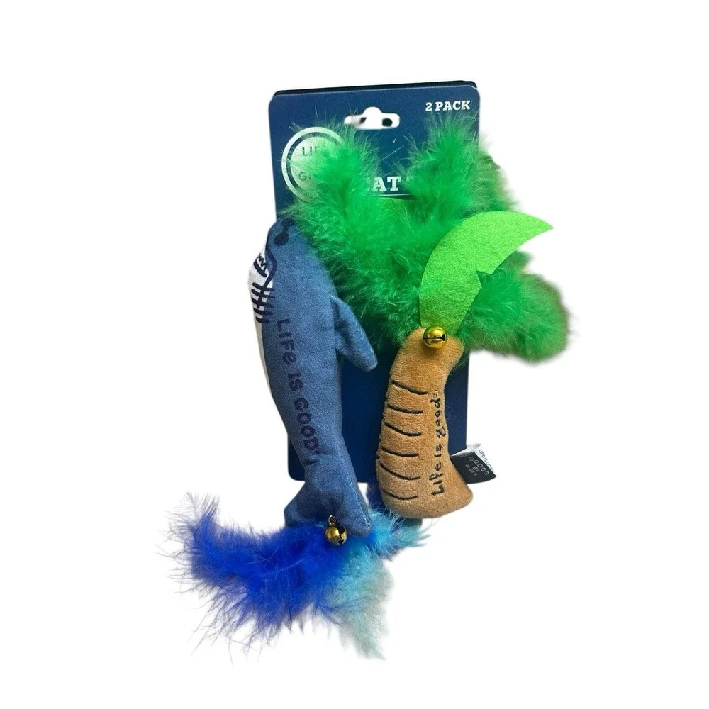 NWT Life Is Good Cat Toys Lot of 3 Pack 2 Lobsters Palm Tree Shark w/ Catnip